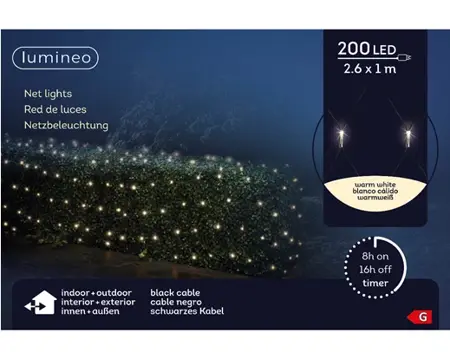 Lumineo Netverlichting 2,6mx1m 200LED warm wit