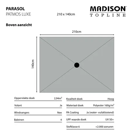 Madison Parasol patmos 210x140cm brick rood - afbeelding 5