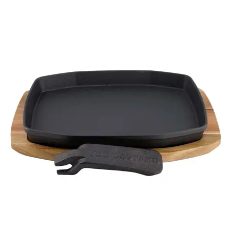 The Bastard Sizzling Plate & Holder Cast Iron 21x28 cm