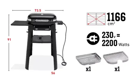 Weber Barbecue Lumin Compact Zwart Met Onderstel afmetingen